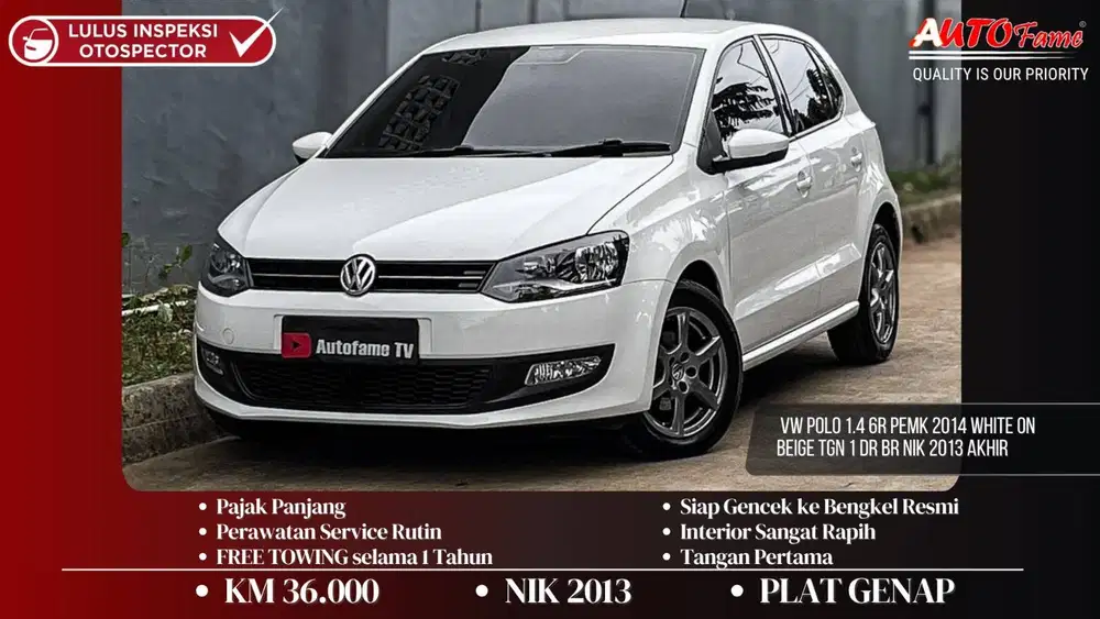 KM36RB VW Polo 1.4 6R PEMK 2014 White On Beige Tgn 1 Dr Br NIK 2013 Ak