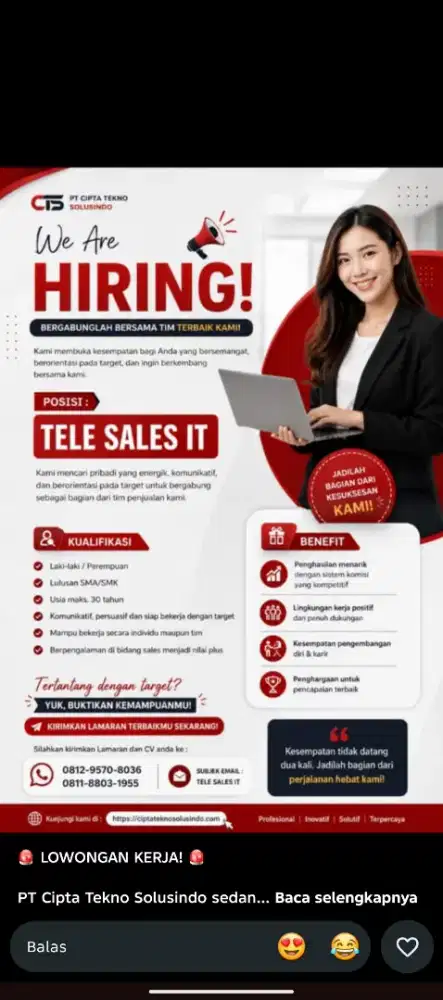 LOWONGAN KERJA TELE SALES IT