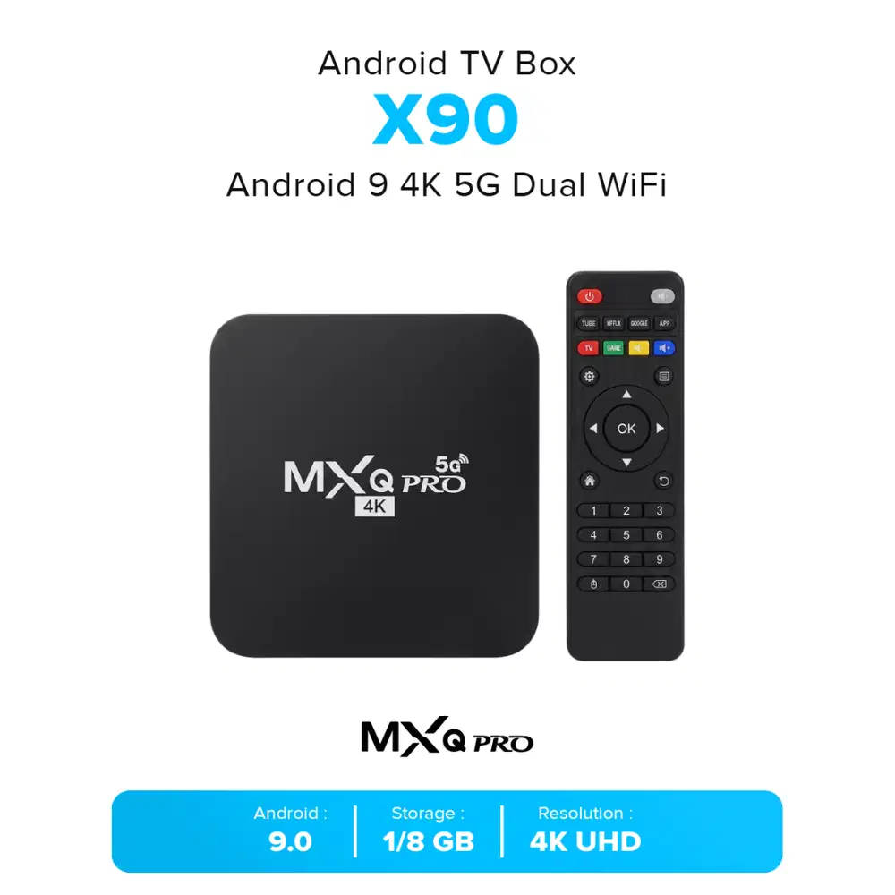 MXQ Pro X90 Android 9 4K 5G Dual WiFi Quad Core 1GB RAM 8GB ROM