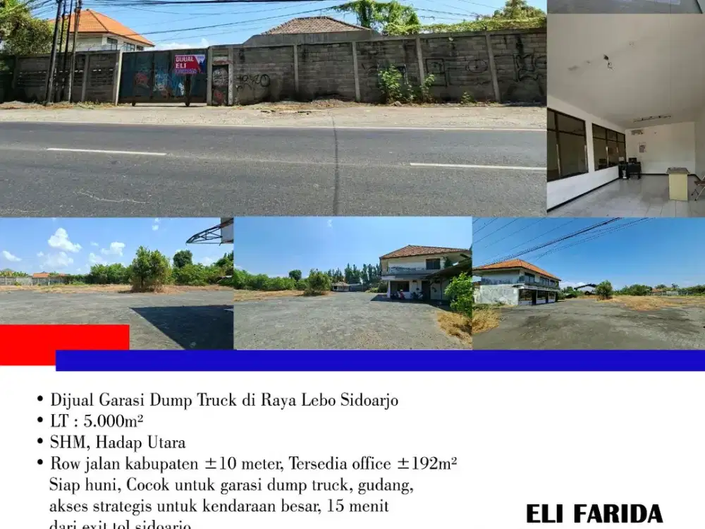 Dijual Garasi Dump Truck di Raya Lebo Sidoarjo