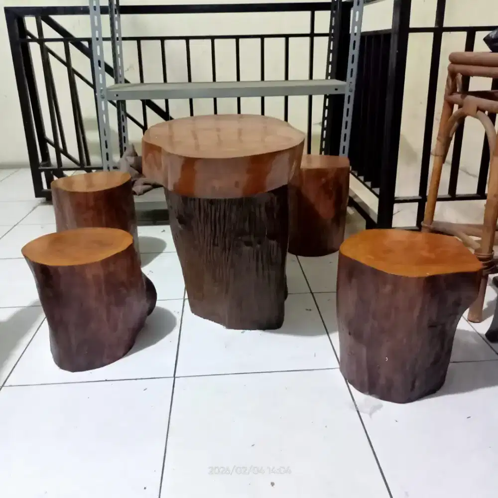 Meja kursi jati outdoor kursi  3 dah mekanin