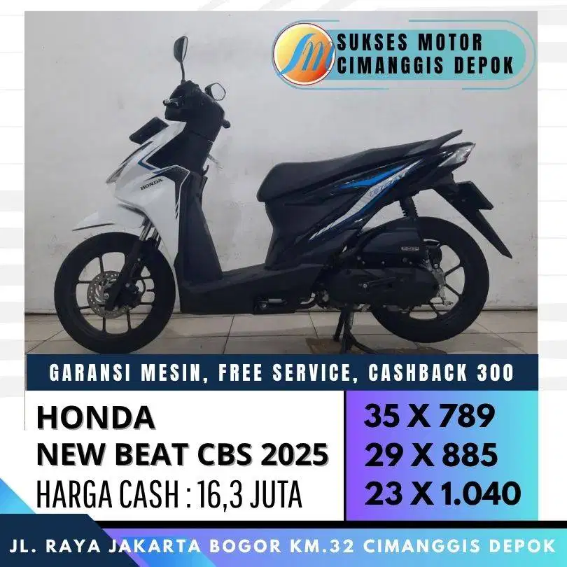 HONDA NEW BEAT CBS 2025 PUTIH MULUS CASH KREDIT CC/PAYLATER BISA