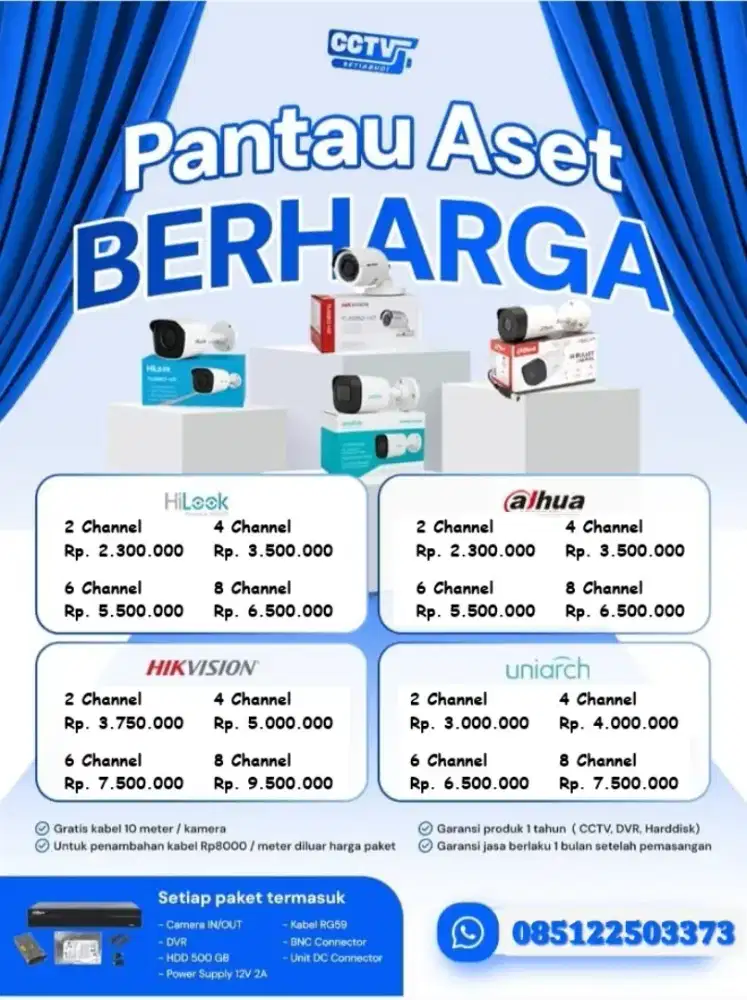 Promo Paket CCTV Free Instalasi & Setting bisa pantau lewat HP