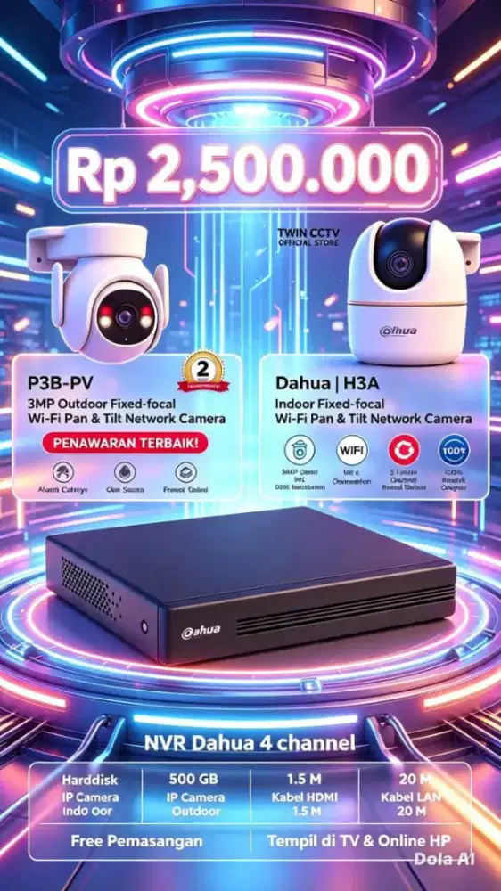 Promo Paket CCTV Free Instalasi & Setting bisa pantau lewat HP