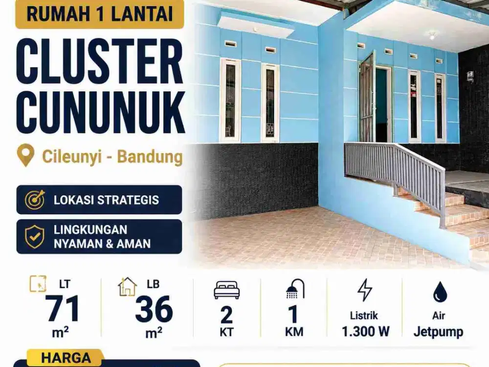 Dijual cepat rumah 400 Jutaan di Cluster Cinunuk, Cileunyi