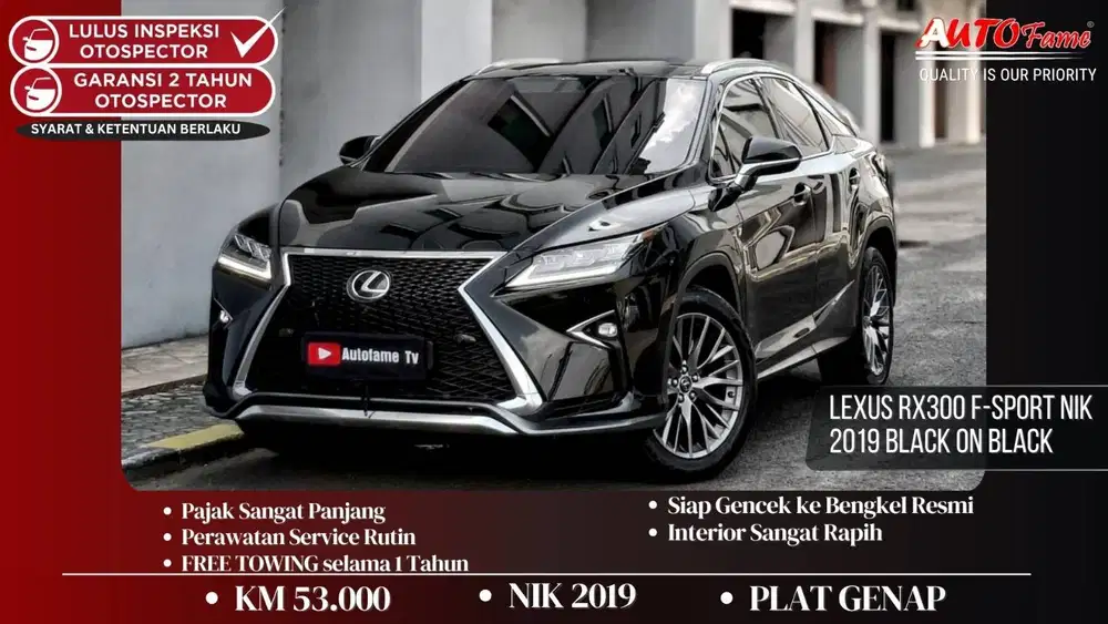 KM53RB Lexus RX300 F-Sport NIK 2019 Black On Black