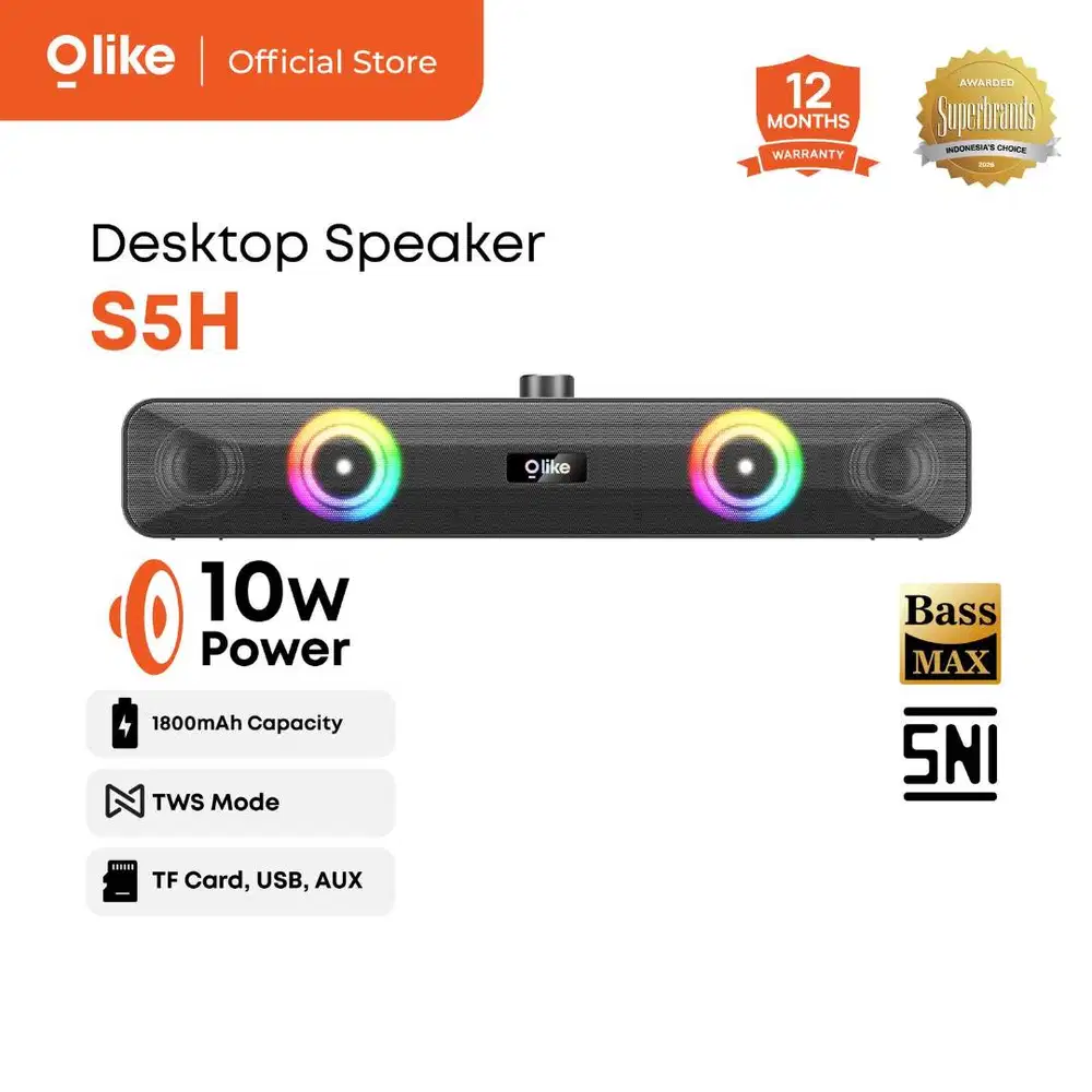 Speaker Olike S5H 10W RGB Light Bluetooth 6.0 Stereo Sound Soundbar