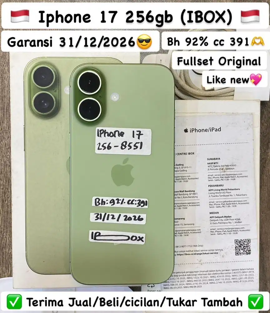 Iphone 17 256 Gb Sage Ibox resmi garansi on