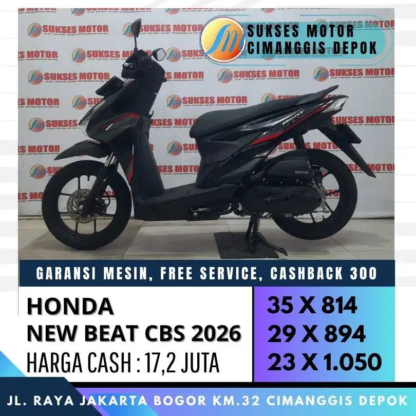 HONDA NEW BEAT CBS 2026 HITAM MULUS CASH KREDIT COVER JABODETABEK