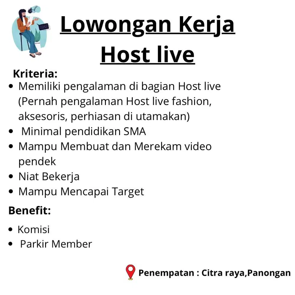 Lowongan kerja host live