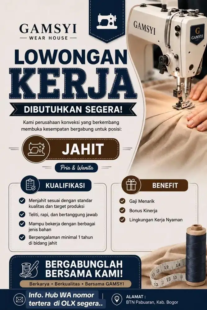 Lowongan kerja konveksi