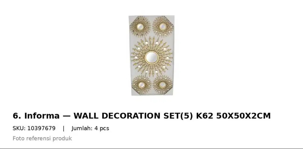 Wall Decoration (Hiasan dinding) Harga Satuan / Per PCS 100% baru