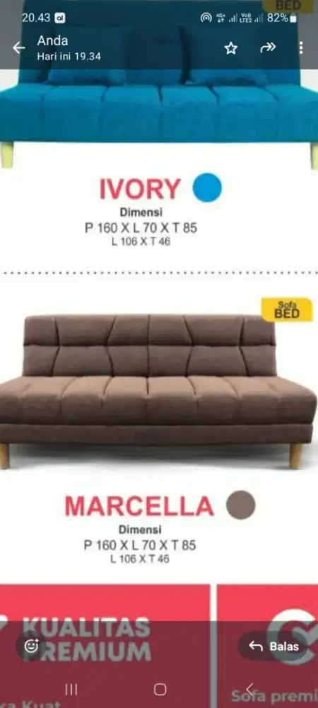 Sofa Bed Kain Kanvas, Calc atau Blundru