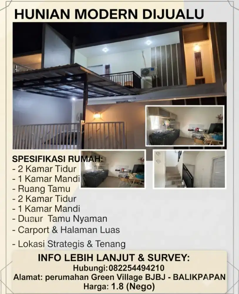 JUAL RUMAH 2 LT TENGAH KOTA DEKAT SILOAM PERUMAHAN BJBJ BEBAS BANJIR