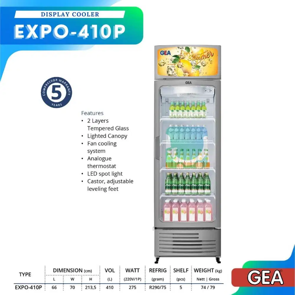 GEA EXPO-410P Display Showcase Cooler 410 Liter EXPO-410P / EXPO 410P