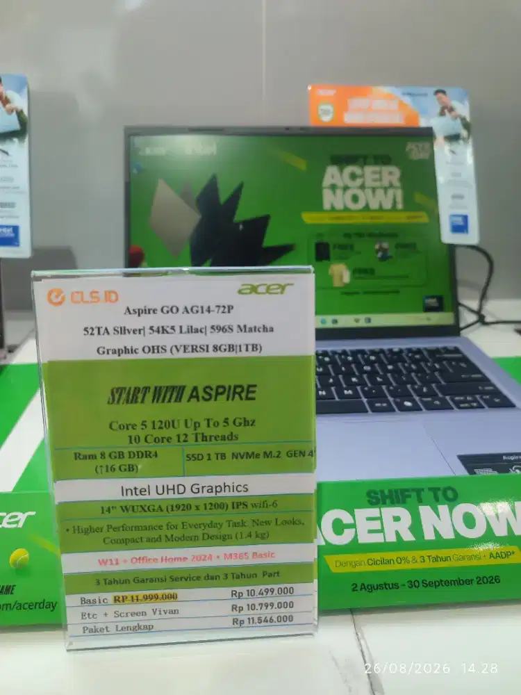 Acer Aspire Go AG 14 RAM 16 Bisa Kredit free DP Bunga ringan