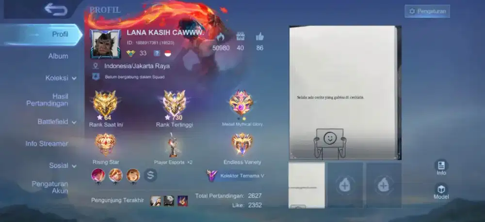 Jual akun games mobile legend sultan