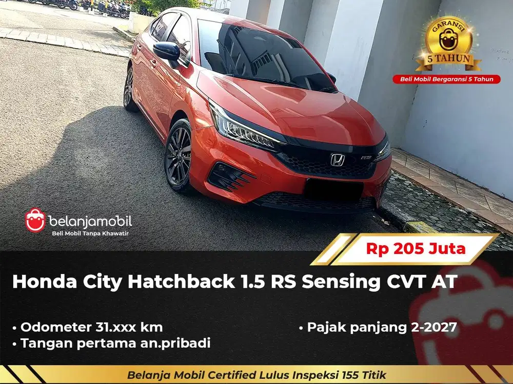 [ GARANSI 5TH ] Honda City Hatchback HB 1.5 RS Sensing AT 2022/2023