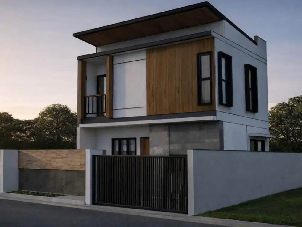 Rumah kontemporer 2 lantai type 90