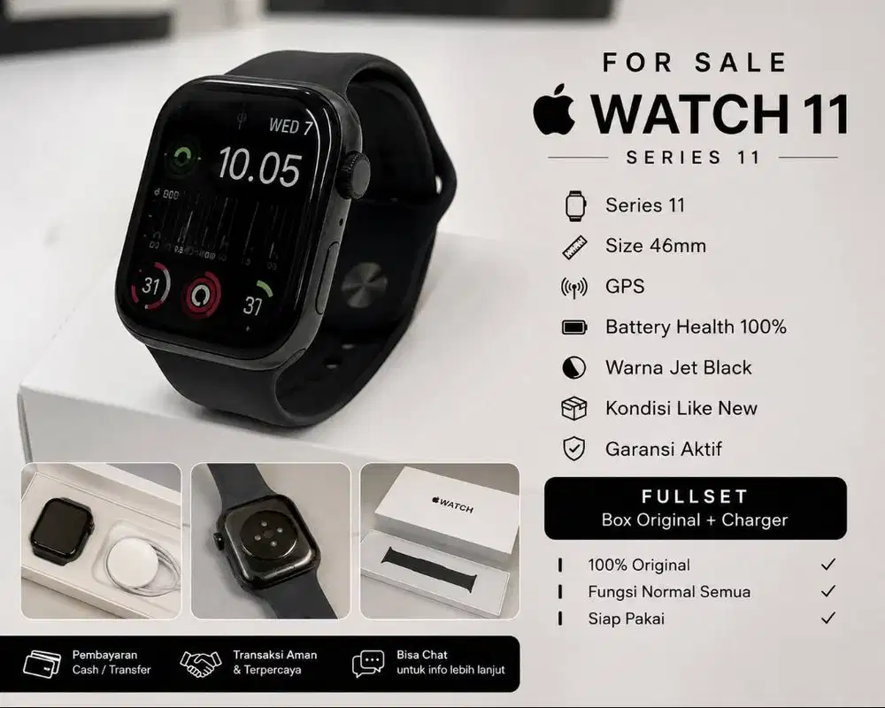 Apple Watch Series 11 46mm GPS Like New Garansi Aktif (NEGO)