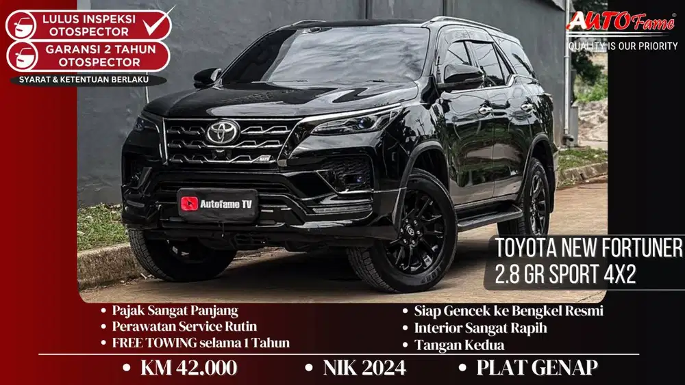 Toyota New Fortuner 2.8 GR Sport 4x2 AT Black On Black NIK 2024