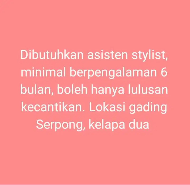 LOWONGAN ASISTEN STYLIST