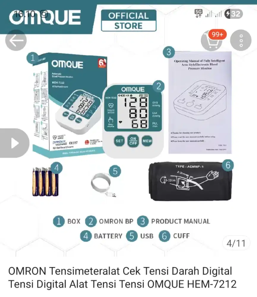 Alat tensi Digital Merk OMQUE ( adik dari OMRON)