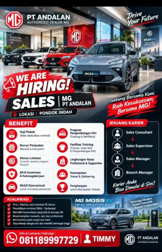 LOWONGAN SALESGIRL DAN SALESMAN MOBIL