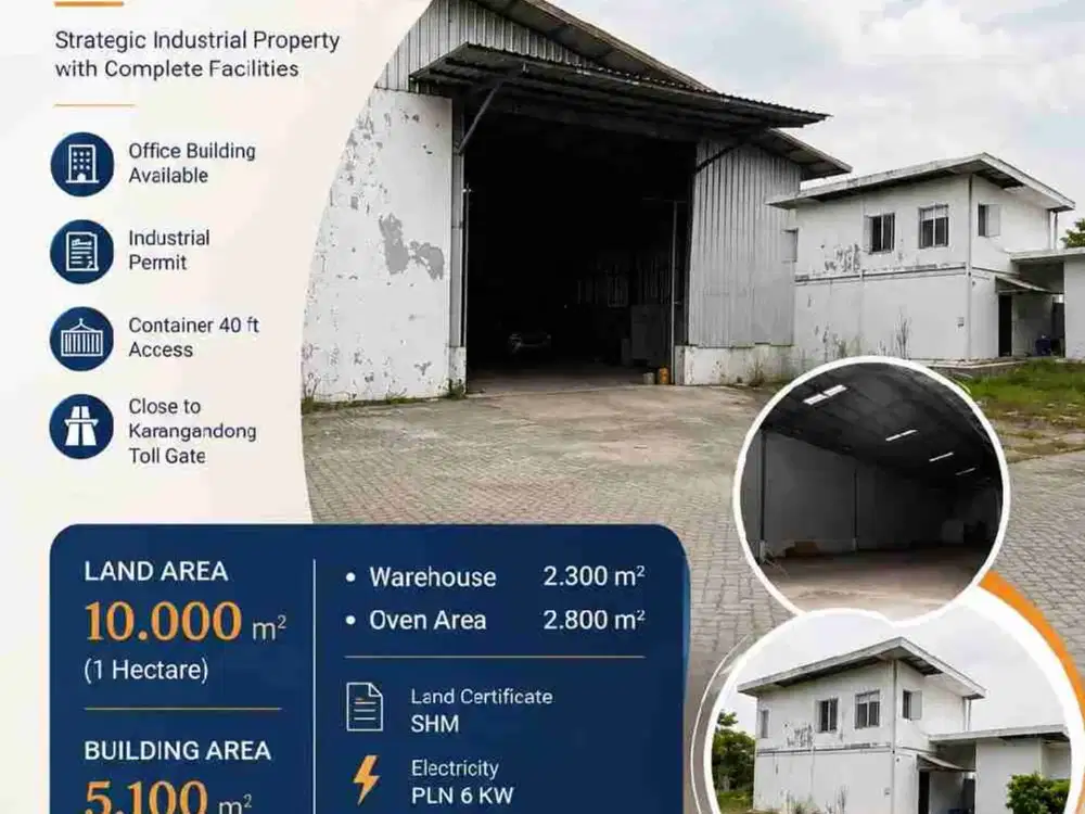 DI JUAL TANAH ZONA INDUSTRI + BANGUNAN EX PABRIK DI WRINGINANOM - GRESIK