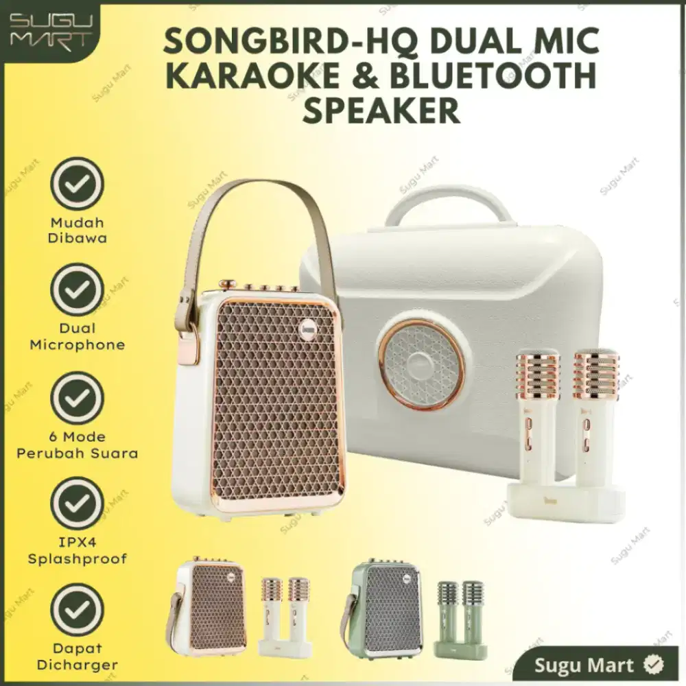 Speaker Bluetooth Karaoke Divoom Songbird HQ Dual Mic Fullset Koper