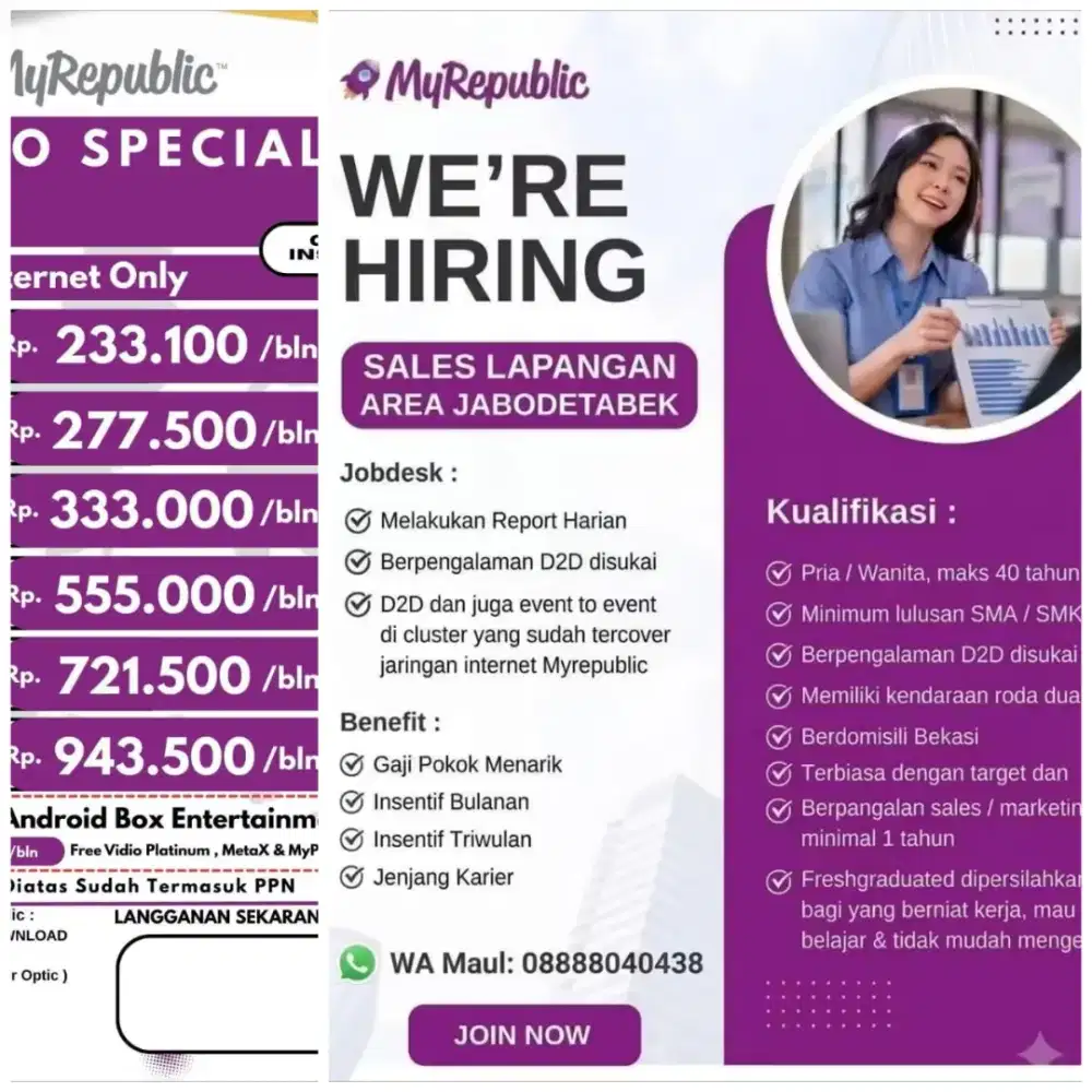 khusus area Bekasi timur loker sales wifi myrepublic