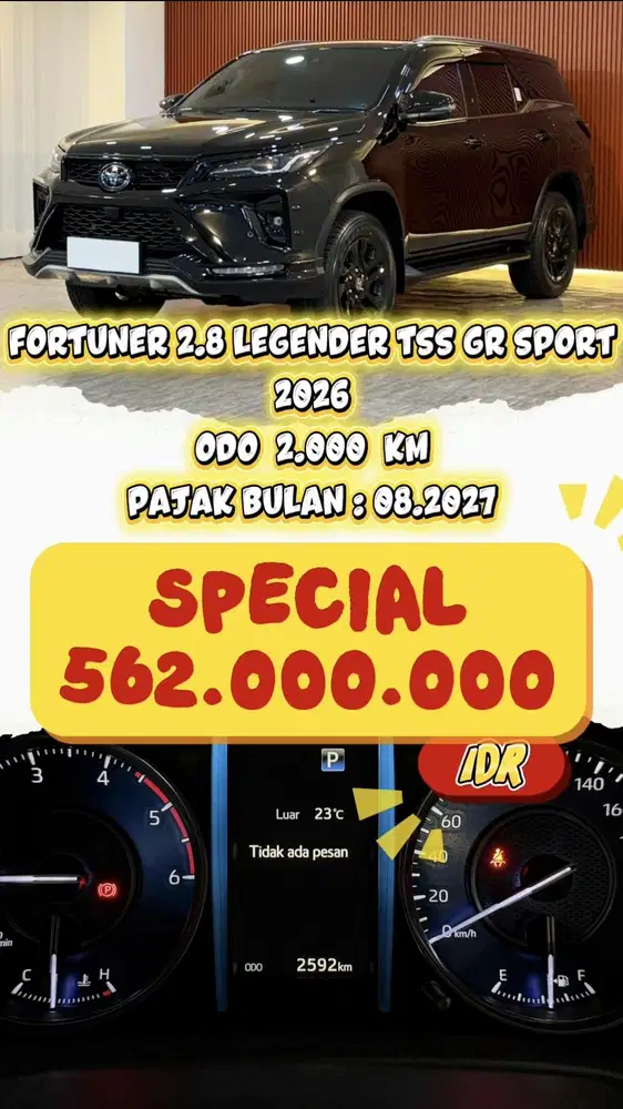 [ ODO 2.000 KM ] FORTUNER 2.8 LEGENDER TSS GR SPORT AT 2026 FULL ORI