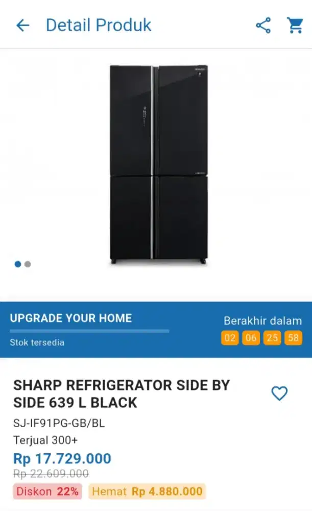 CICILAN SHARP REFRIGERATOR SIDE BY SIDE 639 L