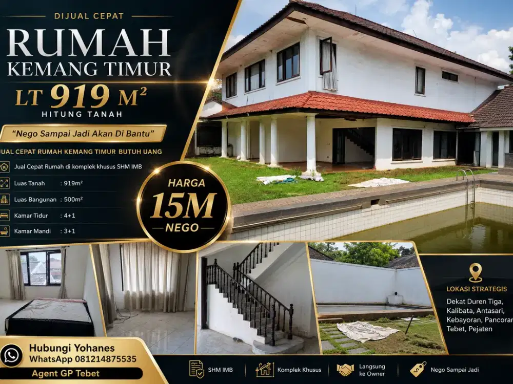 Rumah Kemang Timur LT 919 m² Hitung Tanah