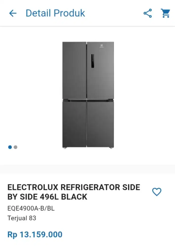 CICILAN ELECTROLUX REFRIGERATOR SIDE BY SIDE 496L