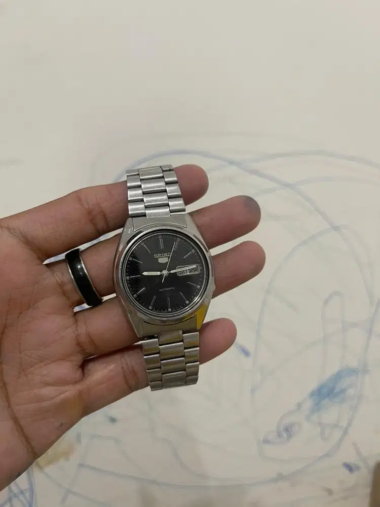 Seiko 5 vintage dial black motif call 7009
