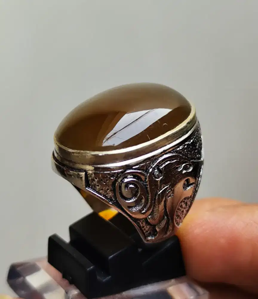 015 Batu Cempaka Madu Serat Punggung Kura 26*17*6 ring alpaka sj 8,5