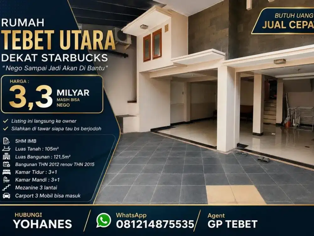 Rumah Tebet Utara dekat Starbucks