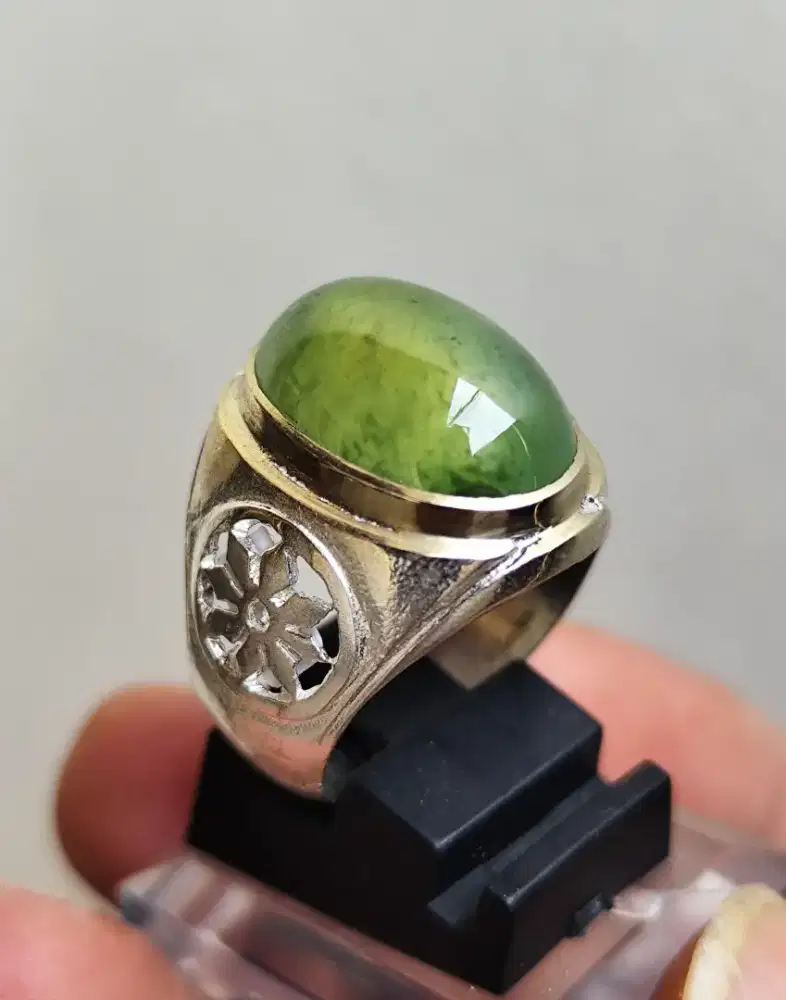 012 Idocrase Lumut totol gerimis dim 18*13*9 (est) ring alpaka sj 8