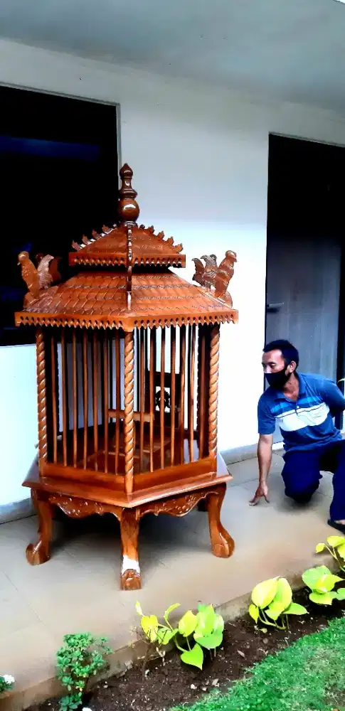 Kandang ayam hias kayu jati