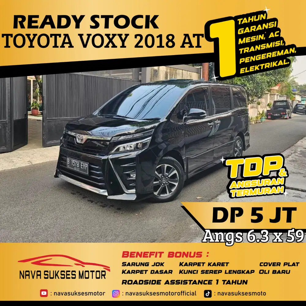 TDP 5Jt Angs Termurah Toyota Voxy 2.0 2018 Matic Hitam Low Km Like New