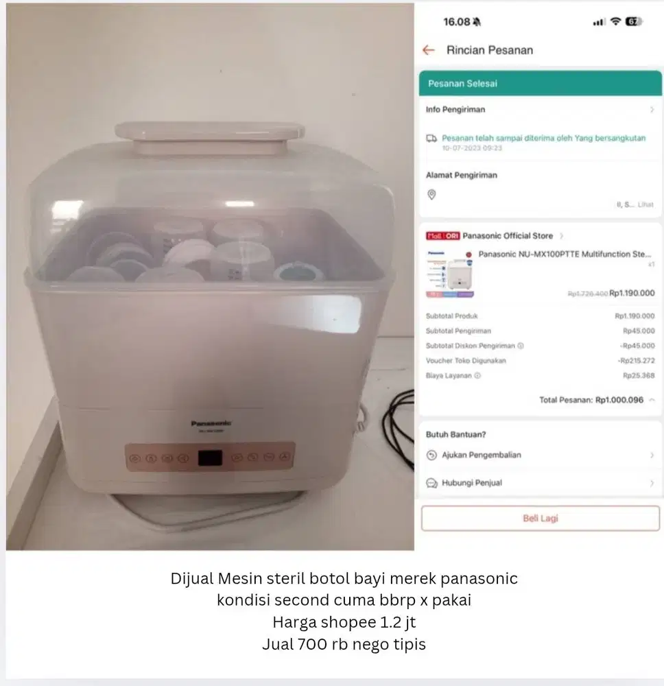 Bottle Sterilizer Panasonic