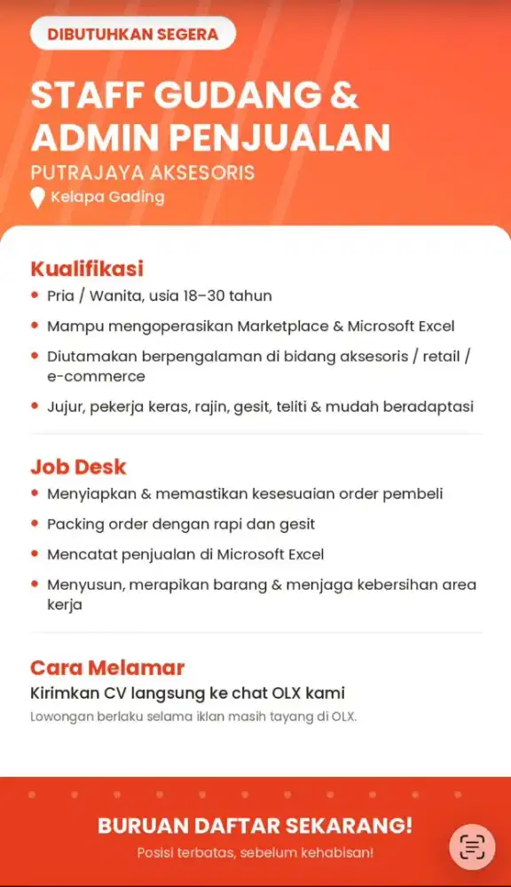 ADMIN PENJUALAN ATAU PACKER