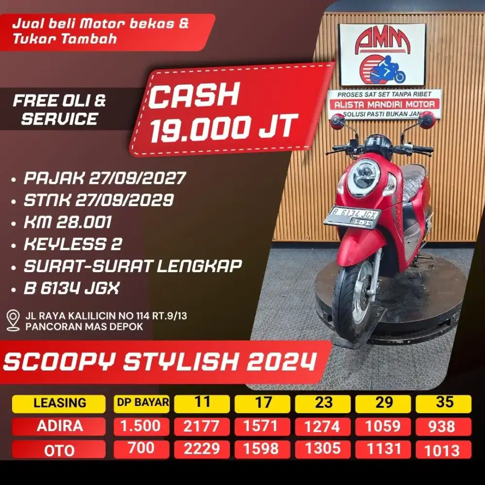 SCOOPY STYLISH 2024 DP 700 PAJAK HIDUP REMOT 2 CASH / KREDIT ALISTA