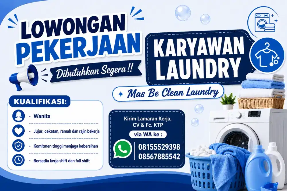 Lowongan Pekerjaan Mas BE Clean Laundry
