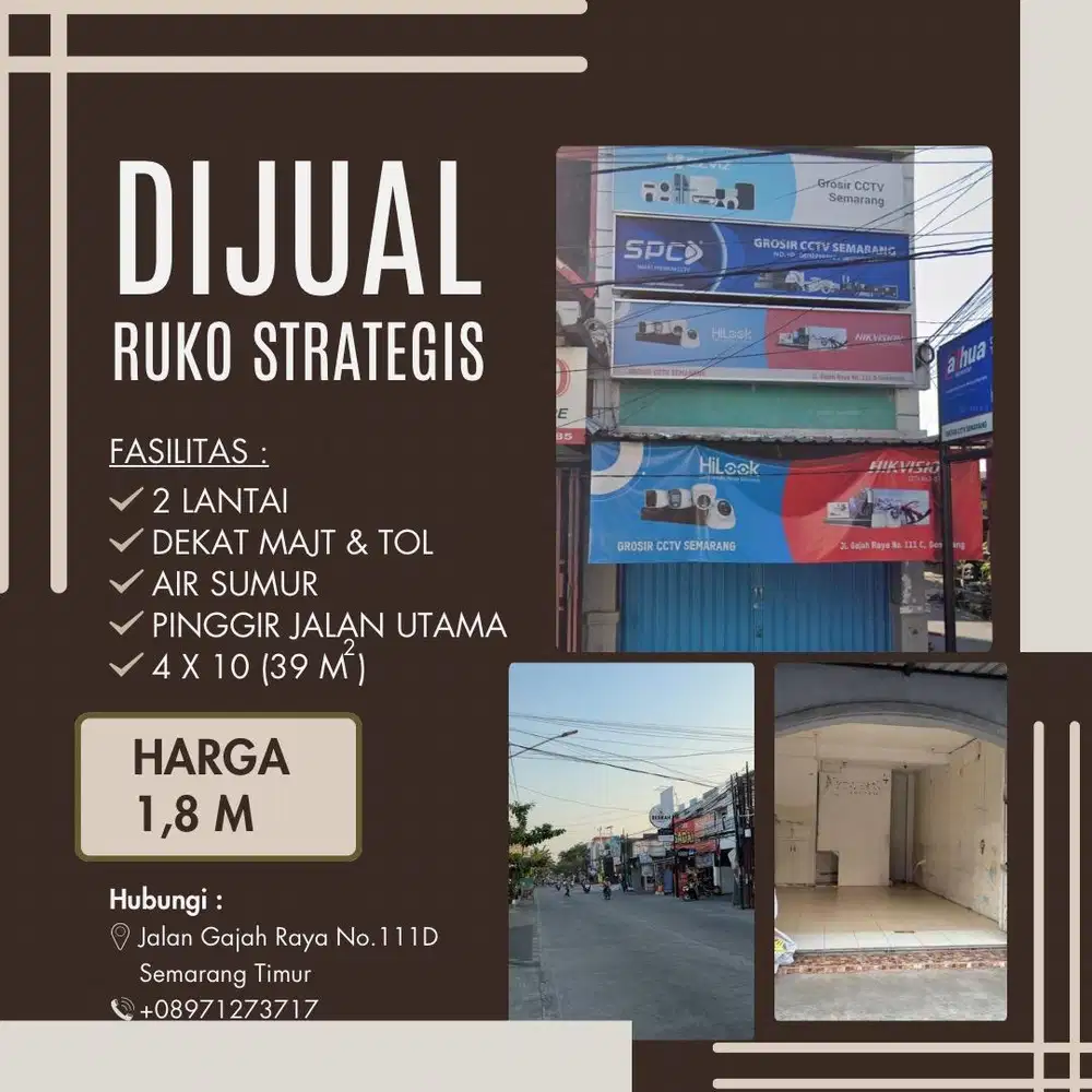 Dijual Ruko Strategis (Jalan Utama & Dekat Tol)