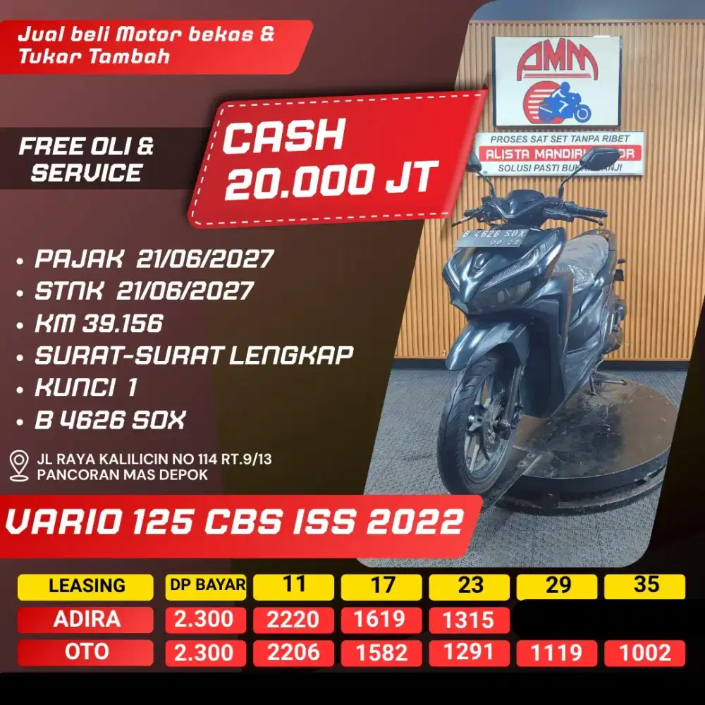 VARIO 125 CBS ISS 2022 PAJAK HIDUP SPAYLATER CC CASH / KREDIT ALISTA