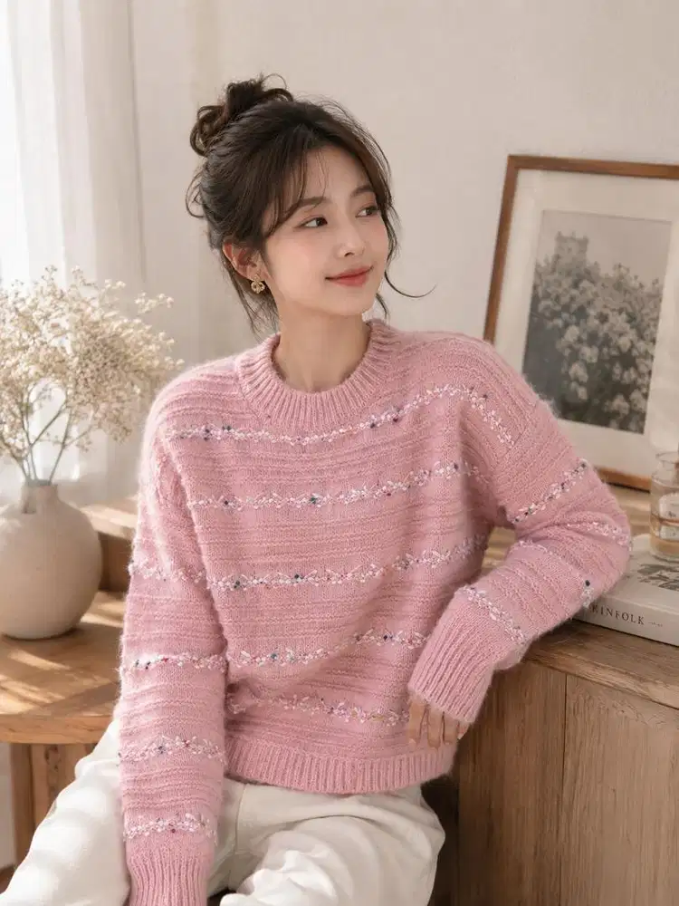 Sale Sweater wanita baju knit pink