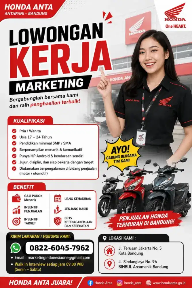 LOWONGAN PEKERJAAN MARKETING/SALES HONDA