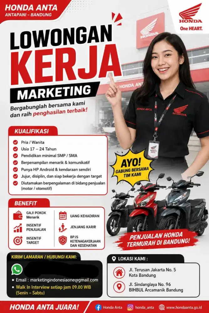 LOWONGAN PEKERJAAN MARKETING/SALES HONDA